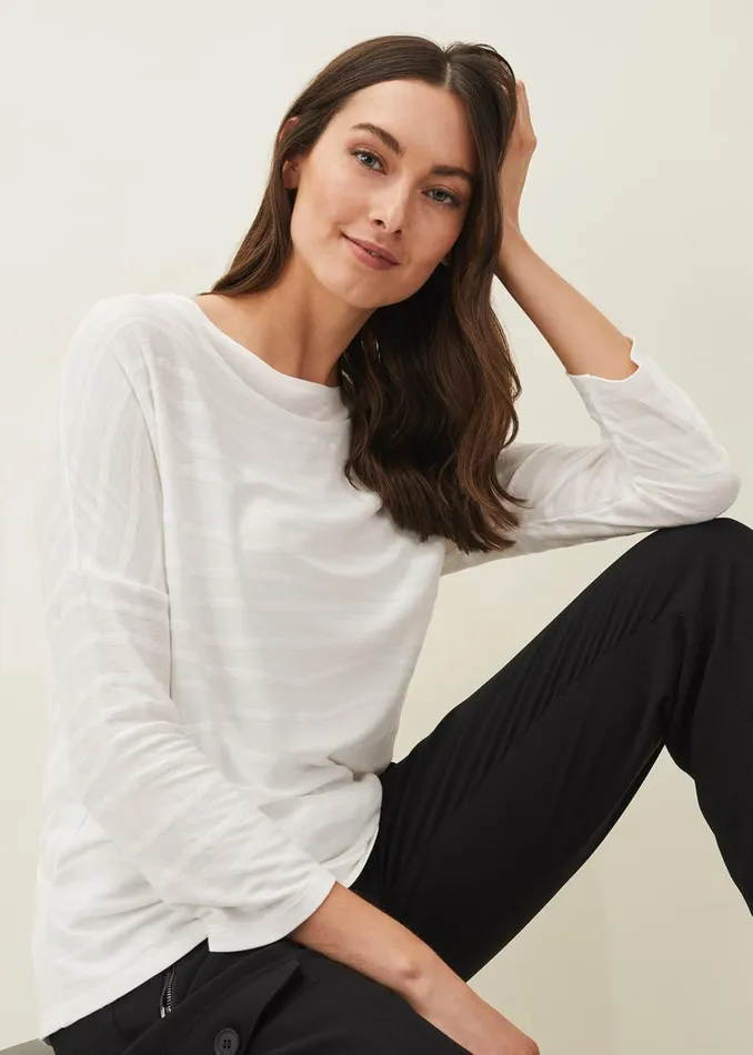 Phase Eight Tops and TShirts Ellise Textured Wrap Top Ivory 8211 Women