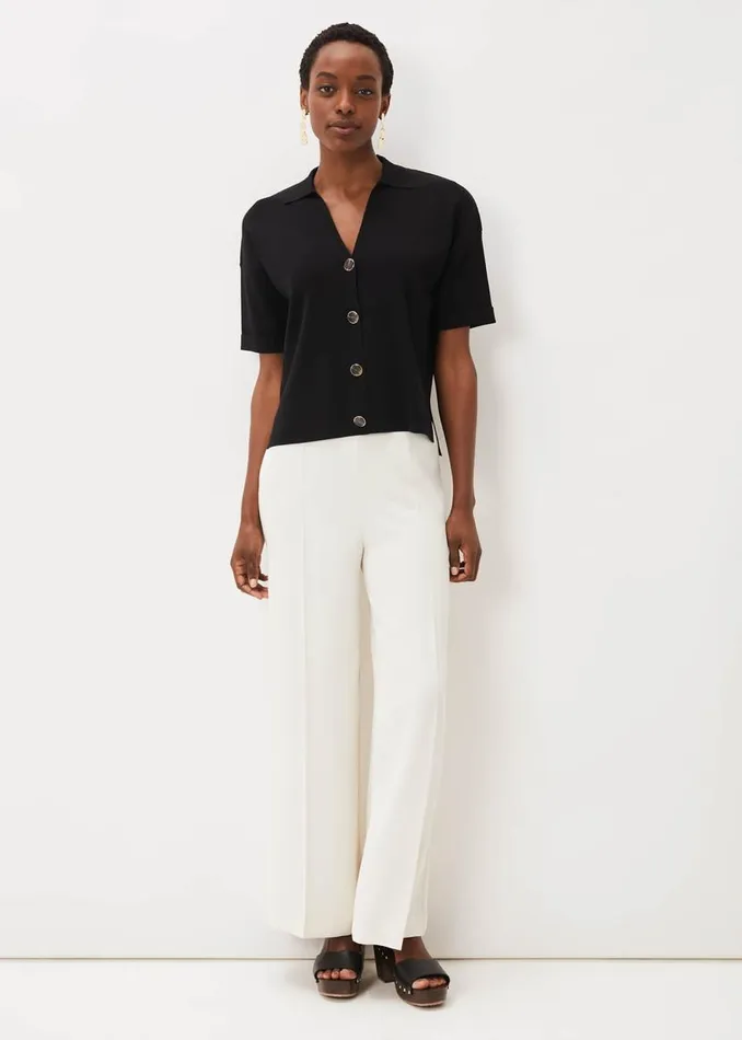 Phase Eight Tops and TShirts Mae Button Down Knit Black 8211 Women