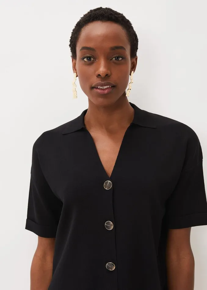 Phase Eight Tops and TShirts Mae Button Down Knit Black 8211 Women