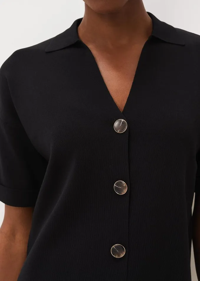 Phase Eight Tops and TShirts Mae Button Down Knit Black 8211 Women