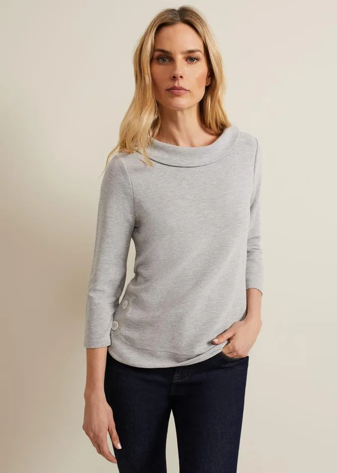 Phase Eight Tops and TShirts Remy Textured Cowl Neck Top Grey 8211 Women