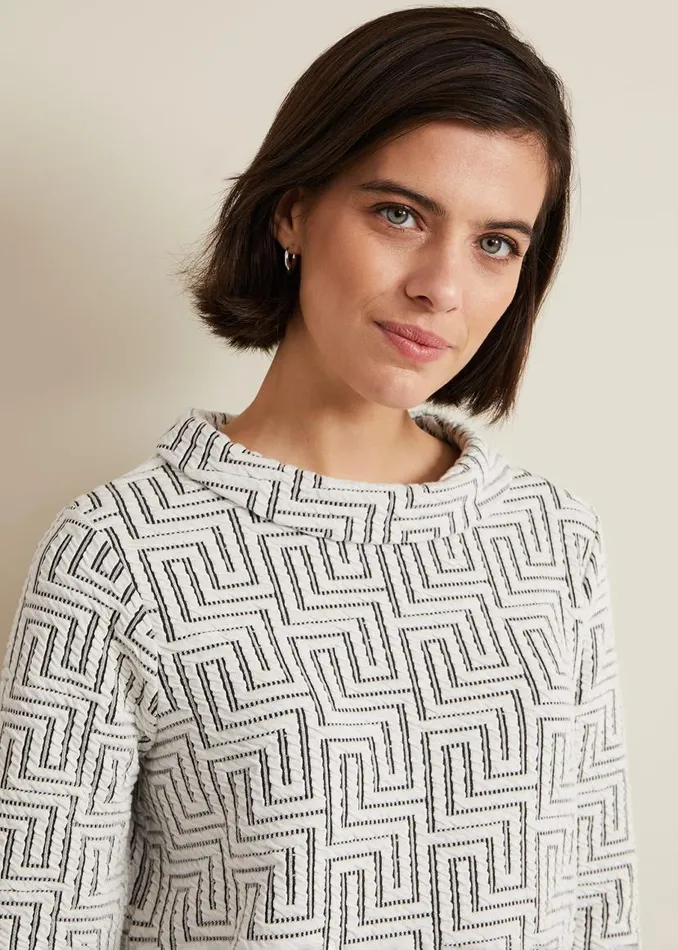 Phase Eight Tops and TShirts Rena Textured Top Ivoryblack 8211 Women