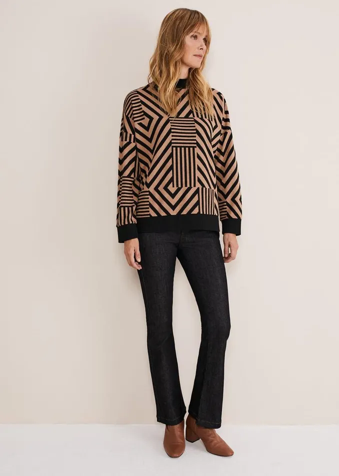 Phase Eight Tops and TShirts Renatta Patched Geo Jacquard Top Camelblack 8211 Women Phase Eight Tops and TShirts Renatta Patched Geo Jacquard Top Camelblack 8211 Women