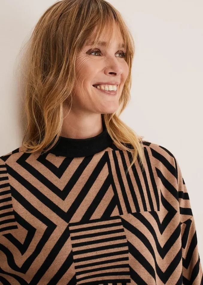 Phase Eight Tops and TShirts Renatta Patched Geo Jacquard Top Camelblack 8211 Women Phase Eight Tops and TShirts Renatta Patched Geo Jacquard Top Camelblack 8211 Women