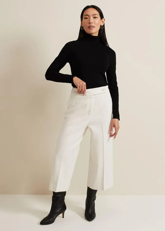 Phase Eight Trousers Ripley Boucle Culotte Ivory 8211 Women