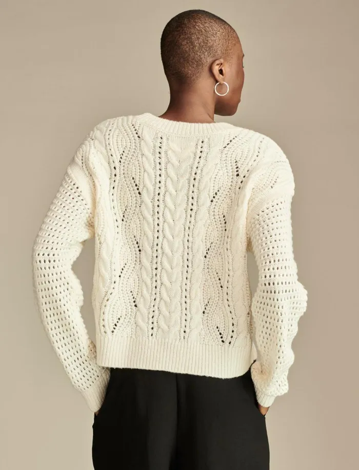 Pointelle Crew Neck Sweater Tofu Women Lucky Brand Sweaters and Sweatshirts