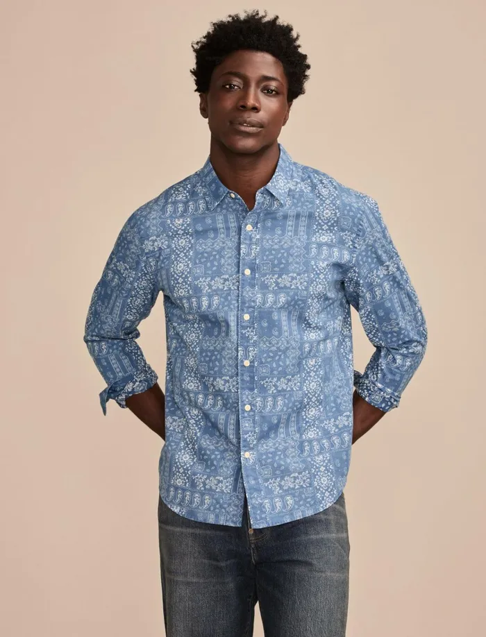 Printed Paisley 1 Pocket Long Sleeve Shirt Blue Multi Men Lucky Brand ButtonDowns Printed Paisley 1 Pocket Long Sleeve Shirt Blue Multi Men Lucky Brand ButtonDowns