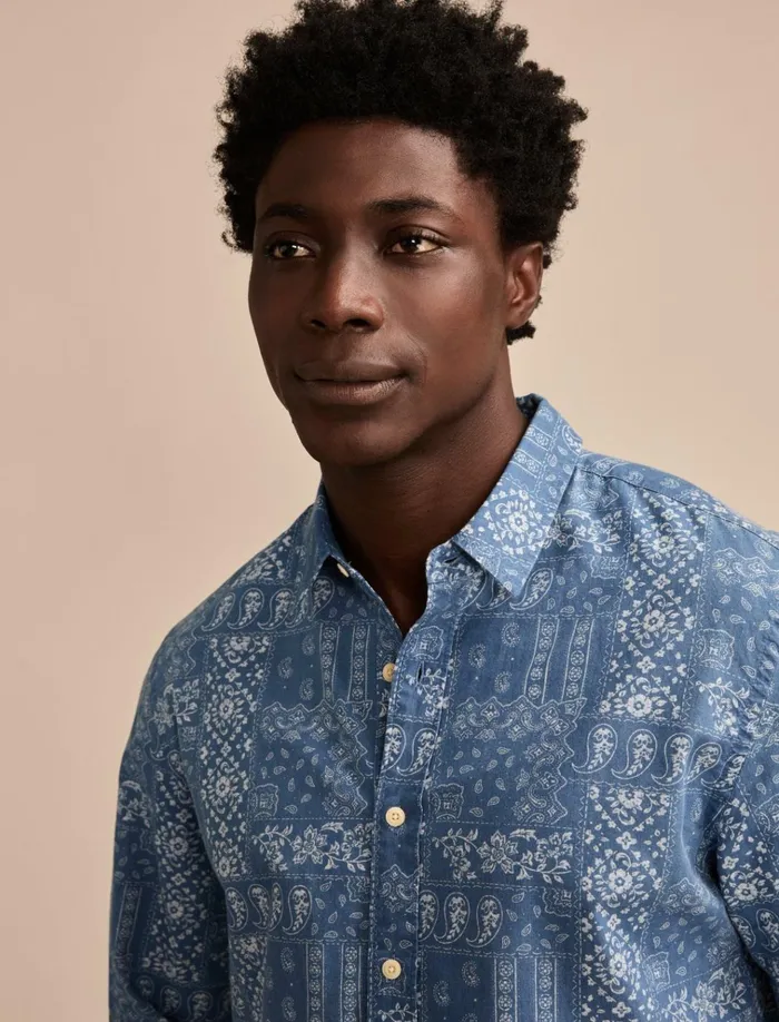 Printed Paisley 1 Pocket Long Sleeve Shirt Blue Multi Men Lucky Brand ButtonDowns
