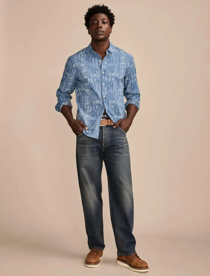 Printed Paisley 1 Pocket Long Sleeve Shirt Blue Multi Men Lucky Brand ButtonDowns