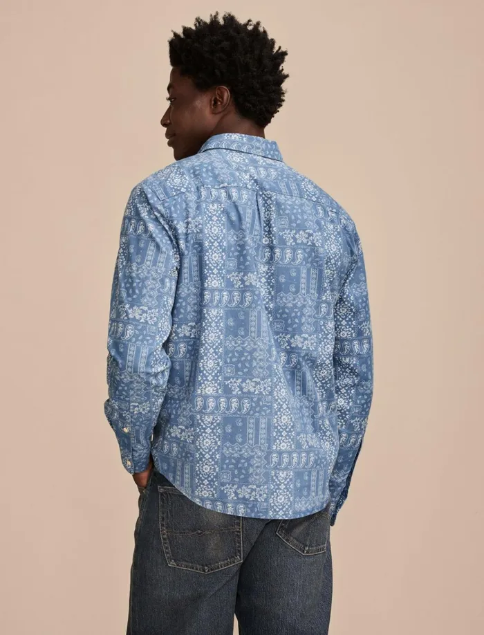 Printed Paisley 1 Pocket Long Sleeve Shirt Blue Multi Men Lucky Brand ButtonDowns