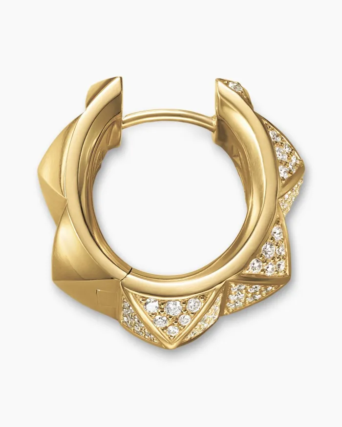 Pyramid Hoop Earrings In 18K Yellow Gold With Diamonds 187mm Women David Yurman Hoop Pyramid Hoop Earrings In 18K Yellow Gold With Diamonds 187mm Women David Yurman Hoop