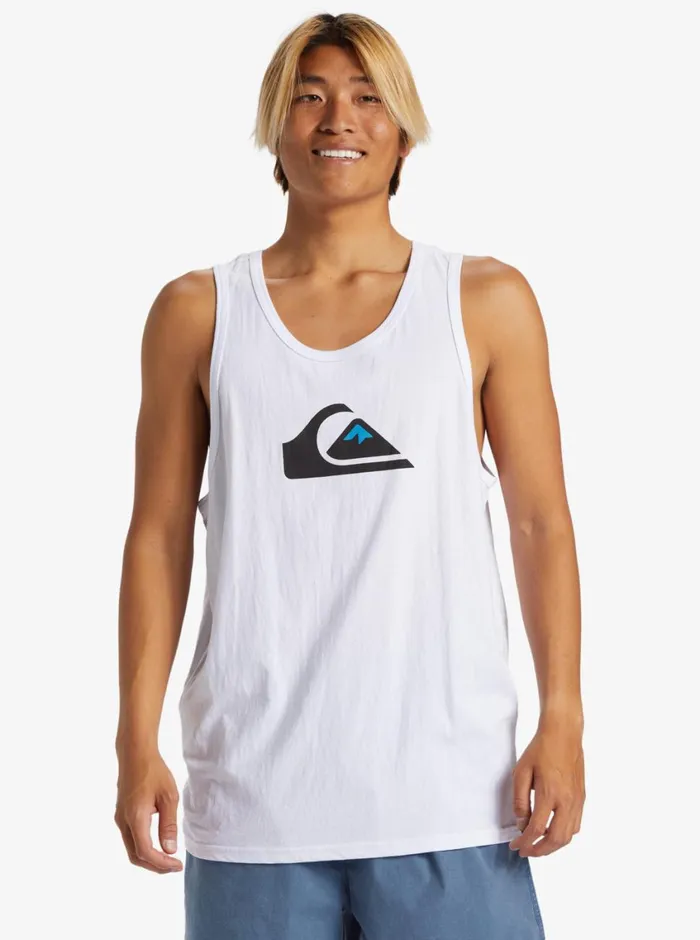 Quiksilver Comp Logo Tank Top White Mens Tees Quiksilver Comp Logo Tank Top White Mens Tees