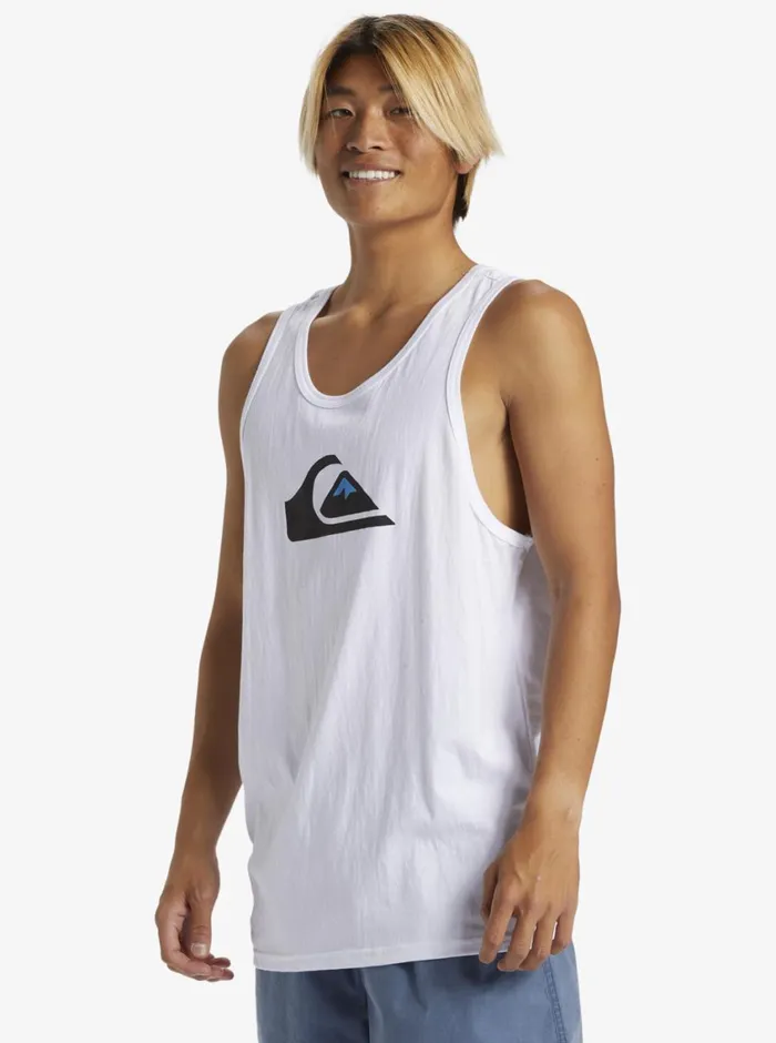 Quiksilver Comp Logo Tank Top White Mens Tees Quiksilver Comp Logo Tank Top White Mens Tees