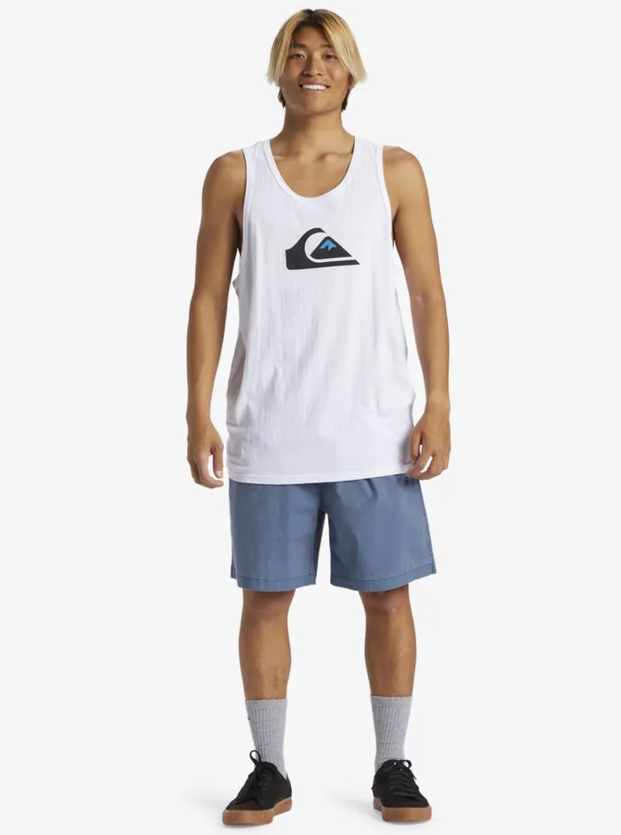 Quiksilver Comp Logo Tank Top White Mens Tees Quiksilver Comp Logo Tank Top White Mens Tees