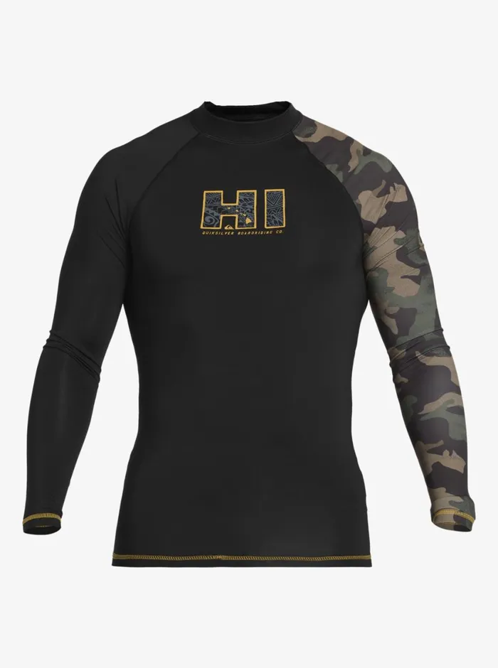 Quiksilver Hi Island Rush Long Sleeve UPF 50 Rashguard Black Mens Rashguards
