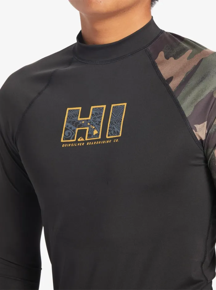 Quiksilver Hi Island Rush Long Sleeve UPF 50 Rashguard Black Mens Rashguards Quiksilver Hi Island Rush Long Sleeve UPF 50 Rashguard Black Mens Rashguards