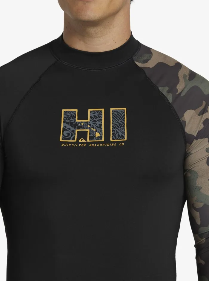 Quiksilver Hi Island Rush Long Sleeve UPF 50 Rashguard Black Mens Rashguards Quiksilver Hi Island Rush Long Sleeve UPF 50 Rashguard Black Mens Rashguards