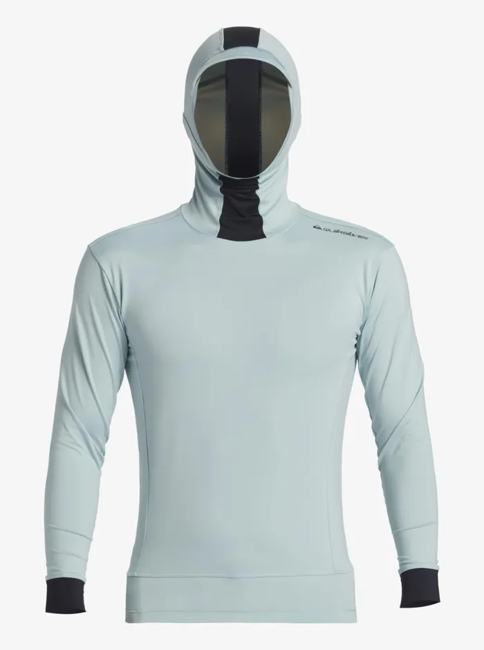 Quiksilver Highline UPF50 Hood Long Sleeve Surf Tee Cloud Blue Mens Rashguards Quiksilver Highline UPF50 Hood Long Sleeve Surf Tee Cloud Blue Mens Rashguards