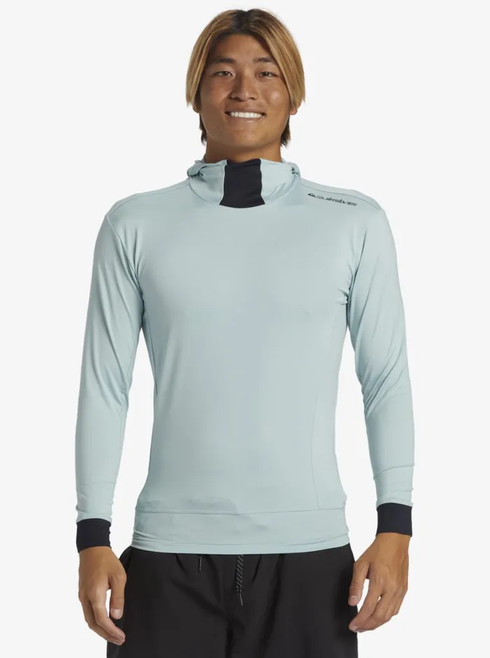 Quiksilver Highline UPF50 Hood Long Sleeve Surf Tee Cloud Blue Mens Rashguards Quiksilver Highline UPF50 Hood Long Sleeve Surf Tee Cloud Blue Mens Rashguards