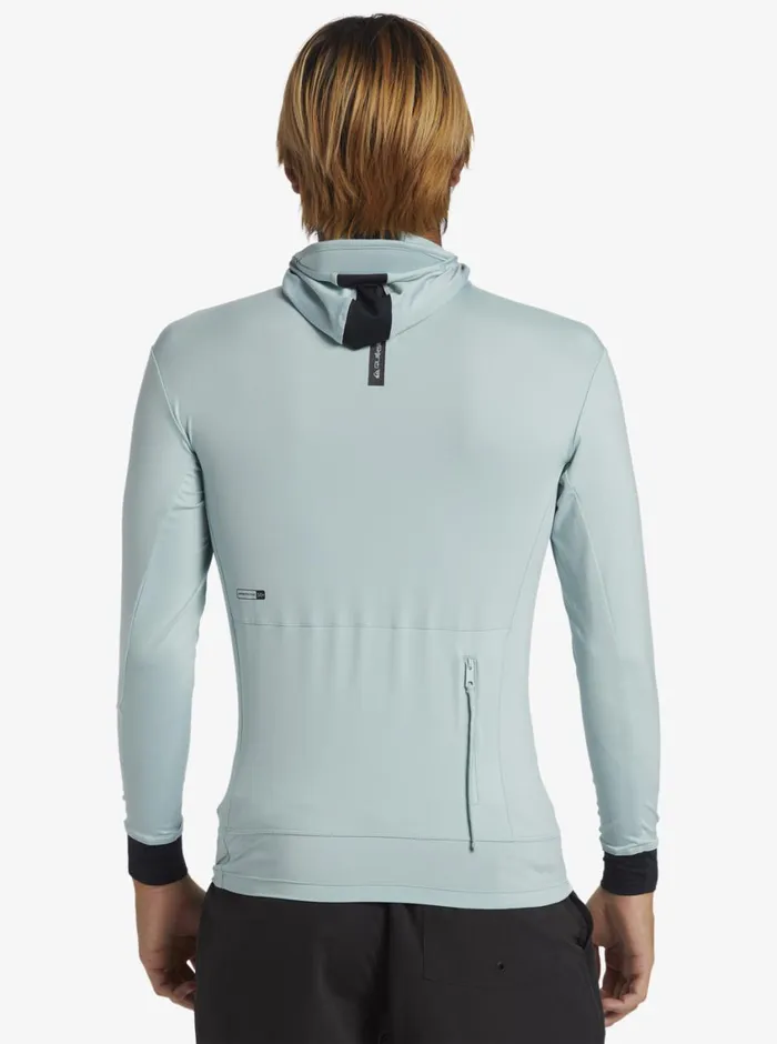 Quiksilver Highline UPF50 Hood Long Sleeve Surf Tee Cloud Blue Mens Rashguards Quiksilver Highline UPF50 Hood Long Sleeve Surf Tee Cloud Blue Mens Rashguards