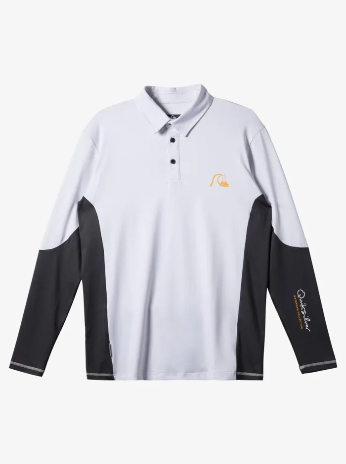 Quiksilver Piscator Polo Long Sleeve UPF 50 Surf TShirt White MensWaterman Rashguards