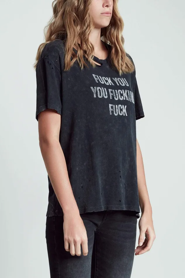R13 FU Ripped Boy TShirt 8211 Acid Black Women TShirts R13 FU Ripped Boy TShirt 8211 Acid Black Women TShirts
