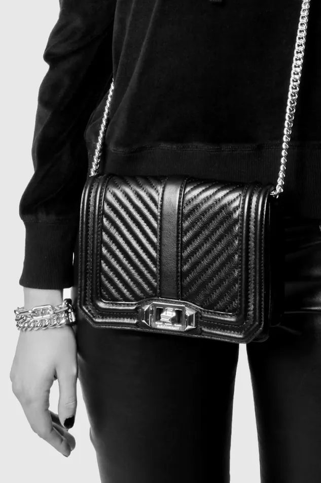 Rebecca Minkoff Crossbody Bags Chevron Quilted Small Love Crossbody Blacklight Gold 8211 Handbags