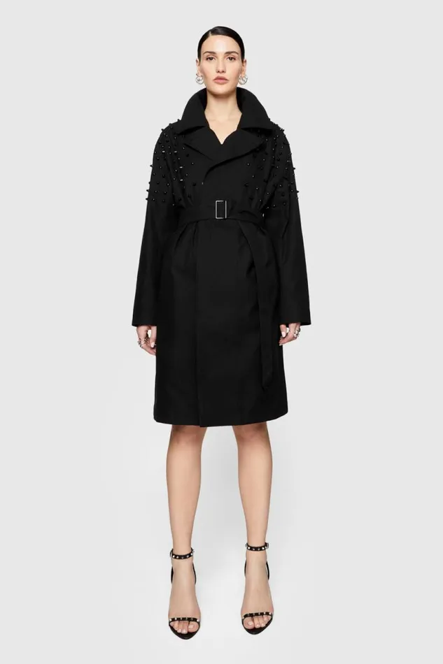 Rebecca Minkoff Outerwear Bowie Studded Trenchcoat True Black 8211 Clothing Rebecca Minkoff Outerwear Bowie Studded Trenchcoat True Black 8211 Clothing