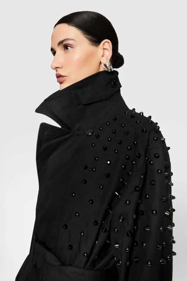 Rebecca Minkoff Outerwear Bowie Studded Trenchcoat True Black 8211 Clothing Rebecca Minkoff Outerwear Bowie Studded Trenchcoat True Black 8211 Clothing