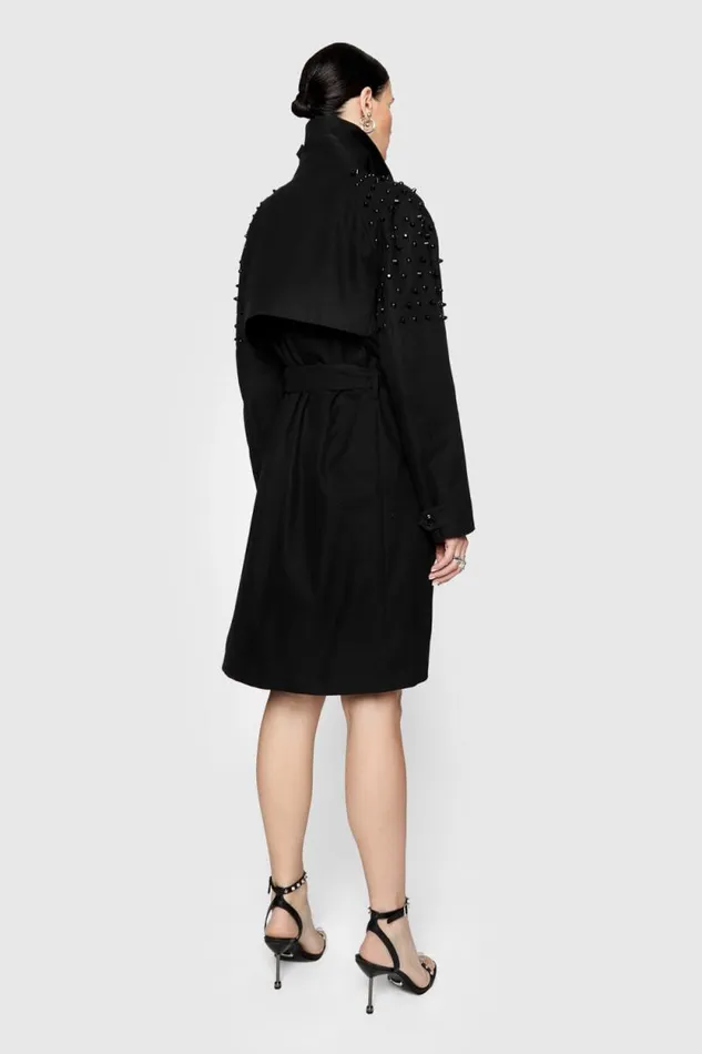 Rebecca Minkoff Outerwear Bowie Studded Trenchcoat True Black 8211 Clothing Rebecca Minkoff Outerwear Bowie Studded Trenchcoat True Black 8211 Clothing