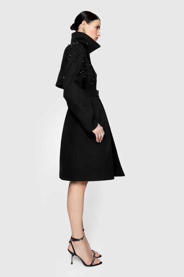 Rebecca Minkoff Outerwear Bowie Studded Trenchcoat True Black 8211 Clothing Rebecca Minkoff Outerwear Bowie Studded Trenchcoat True Black 8211 Clothing