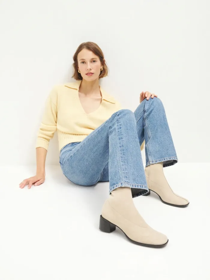 Reformation Boots Louie Stretch Sock Bootie Fawn Stretch Suede 8211 Women Reformation Boots Louie Stretch Sock Bootie Fawn Stretch Suede 8211 Women