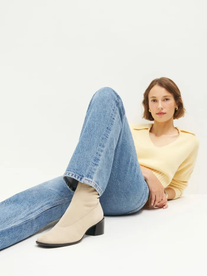 Reformation Boots Louie Stretch Sock Bootie Fawn Stretch Suede 8211 Women Reformation Boots Louie Stretch Sock Bootie Fawn Stretch Suede 8211 Women