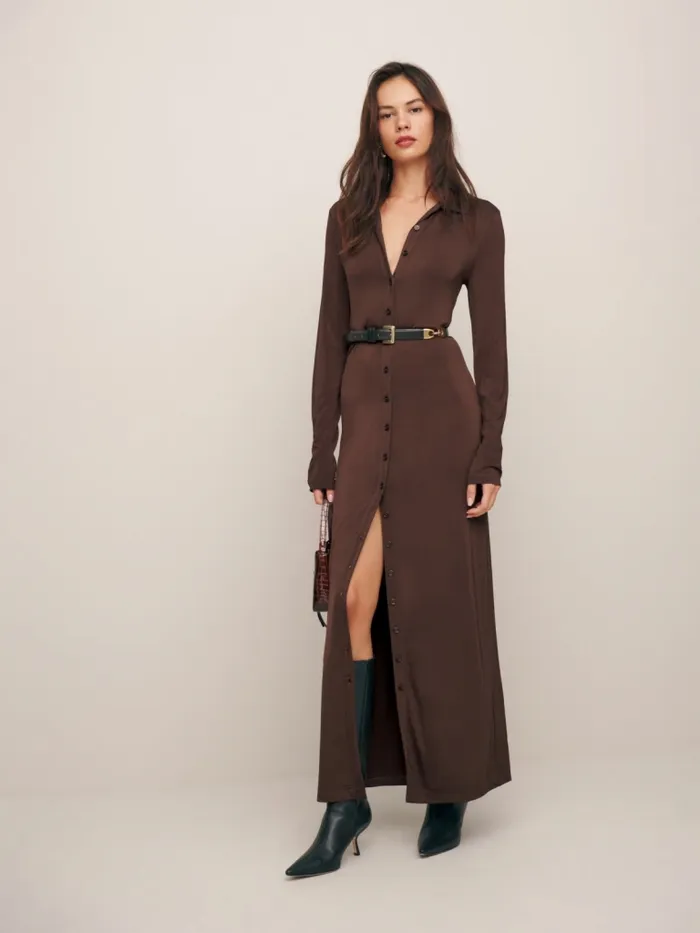 Reformation Dresses Adaline Knit Dress Cafe 8211 Women Reformation Dresses Adaline Knit Dress Cafe 8211 Women
