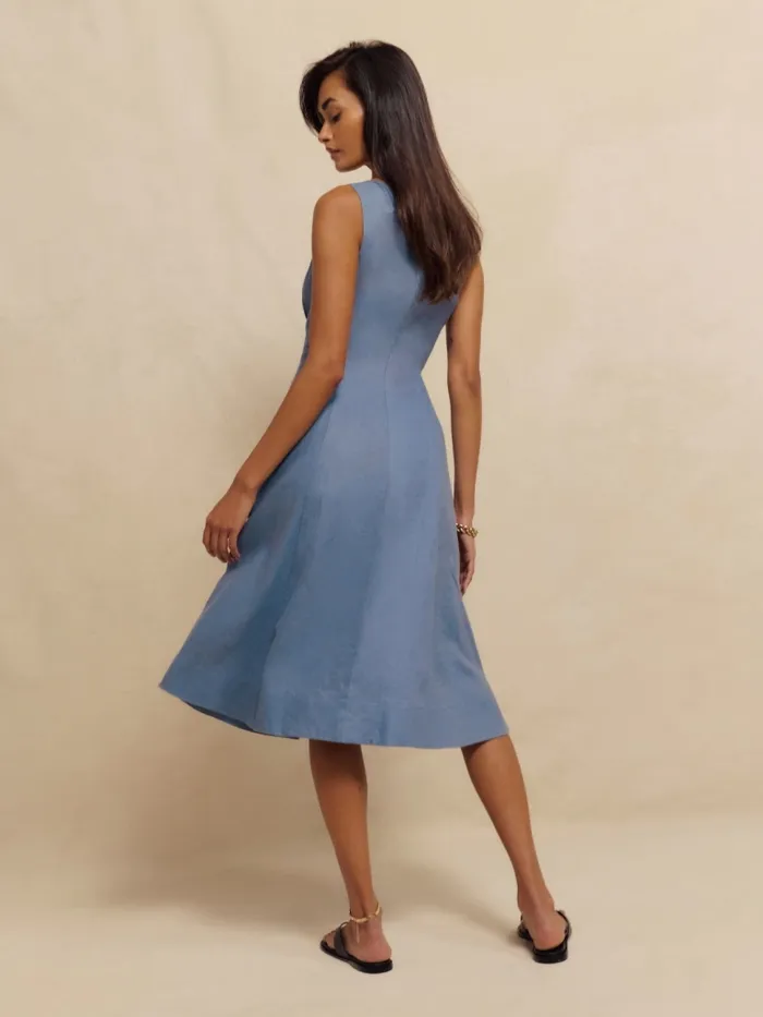 Reformation Dresses Petites Sebastien Linen Dress Cornflower 8211 Women Reformation Dresses Petites Sebastien Linen Dress Cornflower 8211 Women