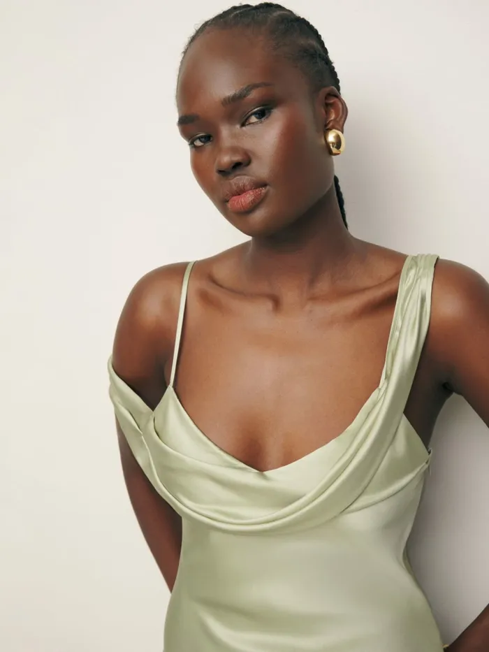 Reformation Dresses Ronda Silk Dress Dried Herbs 8211 Women Reformation Dresses Ronda Silk Dress Dried Herbs 8211 Women