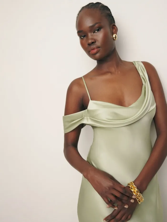 Reformation Dresses Ronda Silk Dress Dried Herbs 8211 Women Reformation Dresses Ronda Silk Dress Dried Herbs 8211 Women