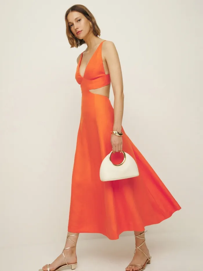 Reformation Dresses Samara Linen Dress Flame 8211 Women