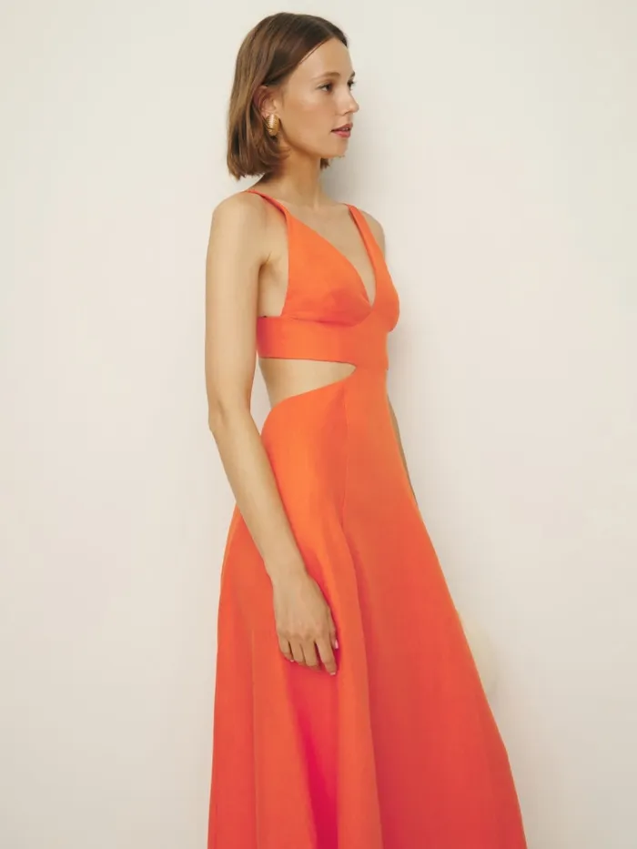 Reformation Dresses Samara Linen Dress Flame 8211 Women Reformation Dresses Samara Linen Dress Flame 8211 Women