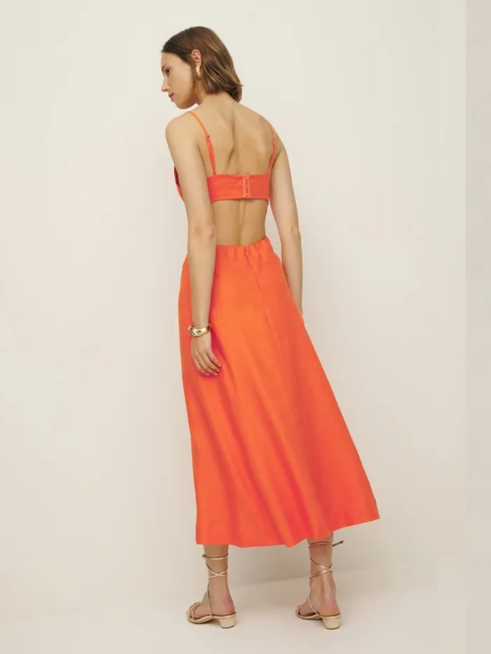 Reformation Dresses Samara Linen Dress Flame 8211 Women Reformation Dresses Samara Linen Dress Flame 8211 Women