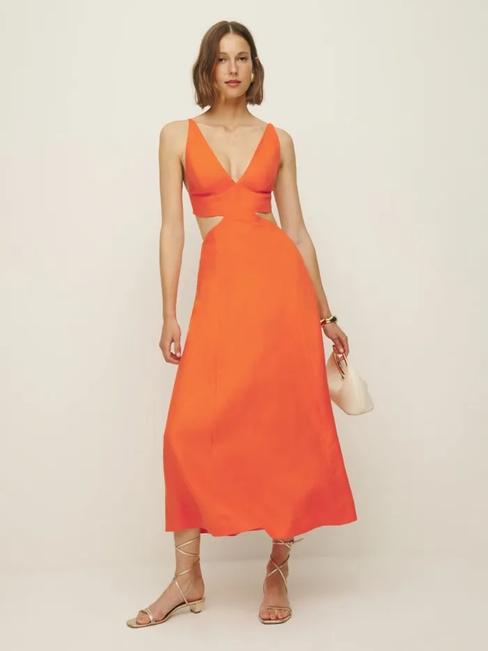 Reformation Dresses Samara Linen Dress Flame 8211 Women Reformation Dresses Samara Linen Dress Flame 8211 Women