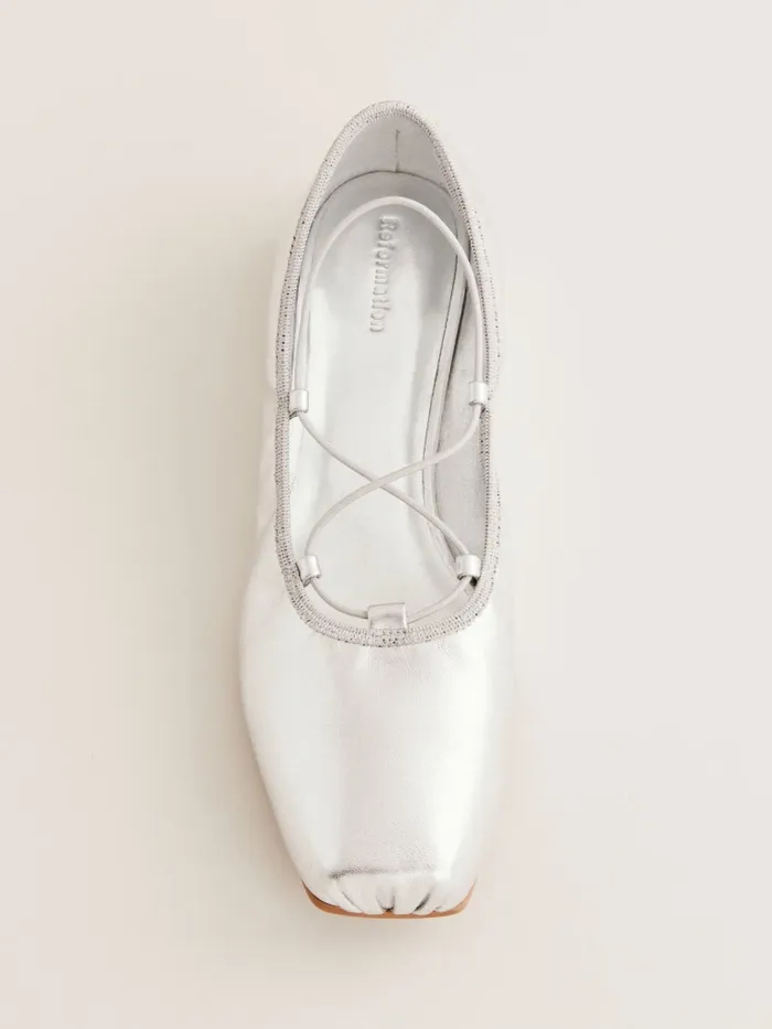 Reformation Flats Barbara Ballet Flat Silver 8211 Women Reformation Flats Barbara Ballet Flat Silver 8211 Women