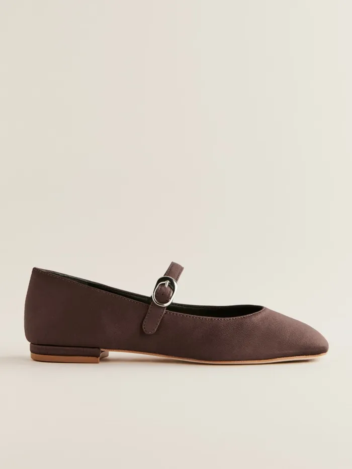 Reformation Flats Melissa Mary Jane Flat Espresso Satin 8211 Women Reformation Flats Melissa Mary Jane Flat Espresso Satin 8211 Women