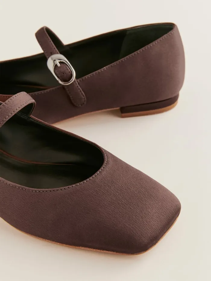 Reformation Flats Melissa Mary Jane Flat Espresso Satin 8211 Women Reformation Flats Melissa Mary Jane Flat Espresso Satin 8211 Women