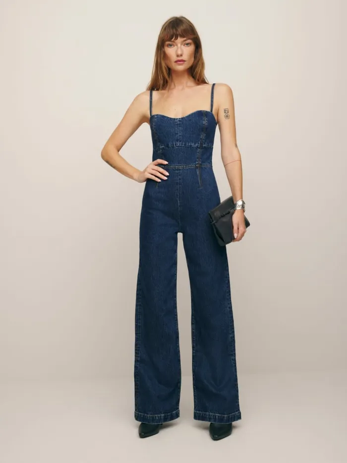 Reformation Jumpsuits Daphne Wide Leg Denim Jumpsuit Huntington 8211 Women