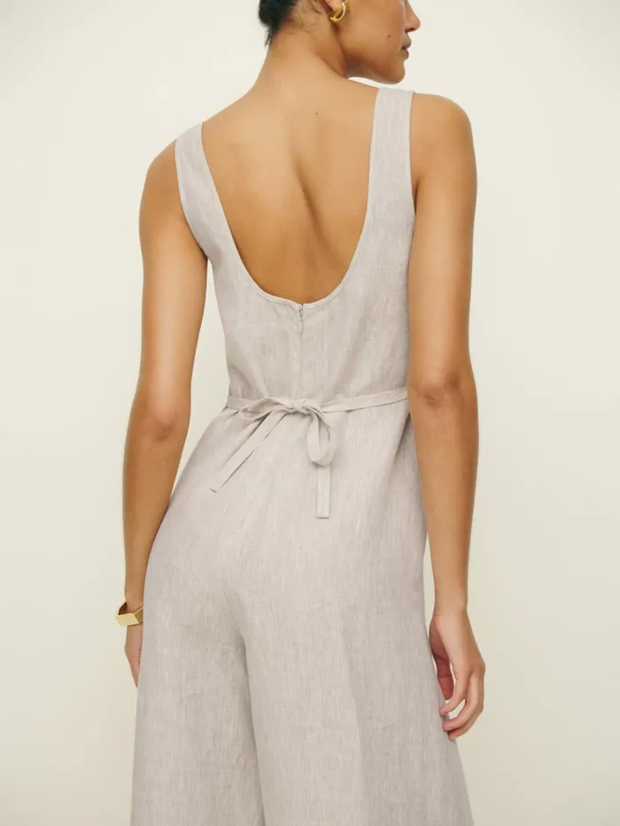 Reformation Jumpsuits Nell Linen Jumpsuit Oatmeal 8211 Women Reformation Jumpsuits Nell Linen Jumpsuit Oatmeal 8211 Women