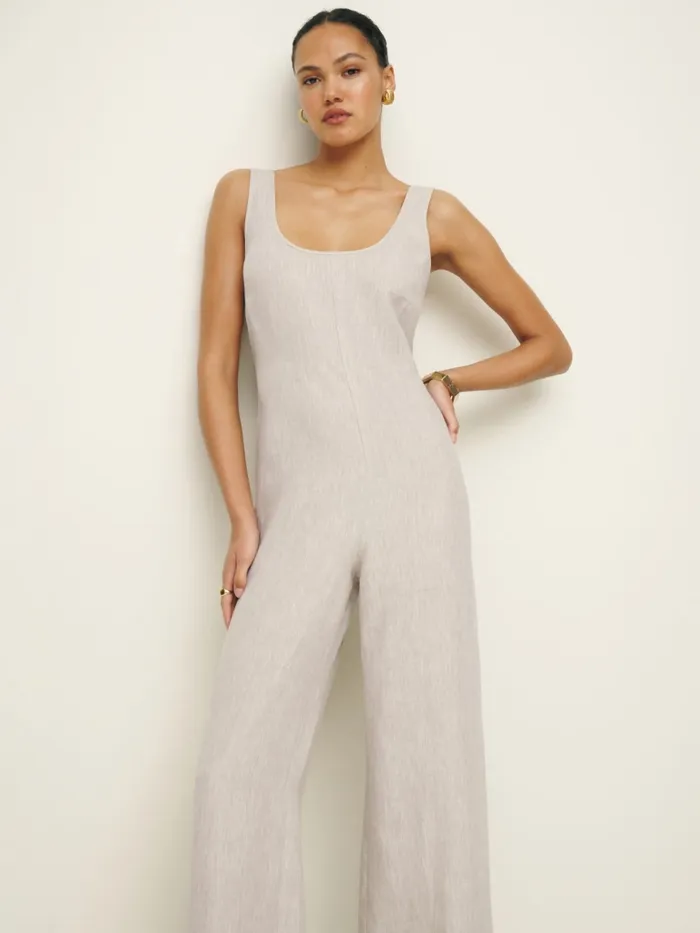 Reformation Jumpsuits Nell Linen Jumpsuit Oatmeal 8211 Women Reformation Jumpsuits Nell Linen Jumpsuit Oatmeal 8211 Women