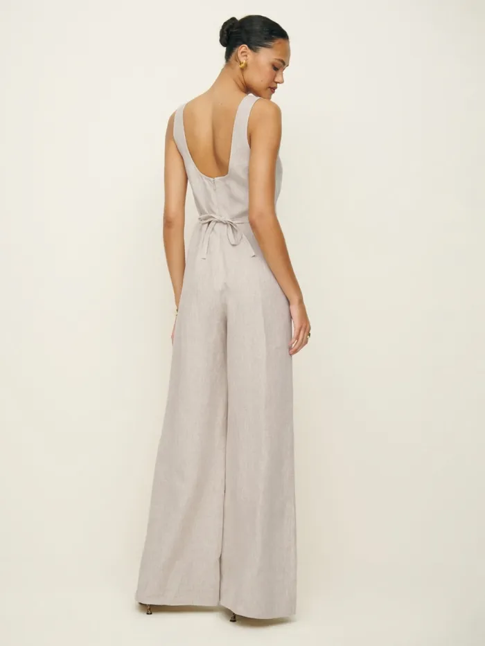 Reformation Jumpsuits Nell Linen Jumpsuit Oatmeal 8211 Women Reformation Jumpsuits Nell Linen Jumpsuit Oatmeal 8211 Women