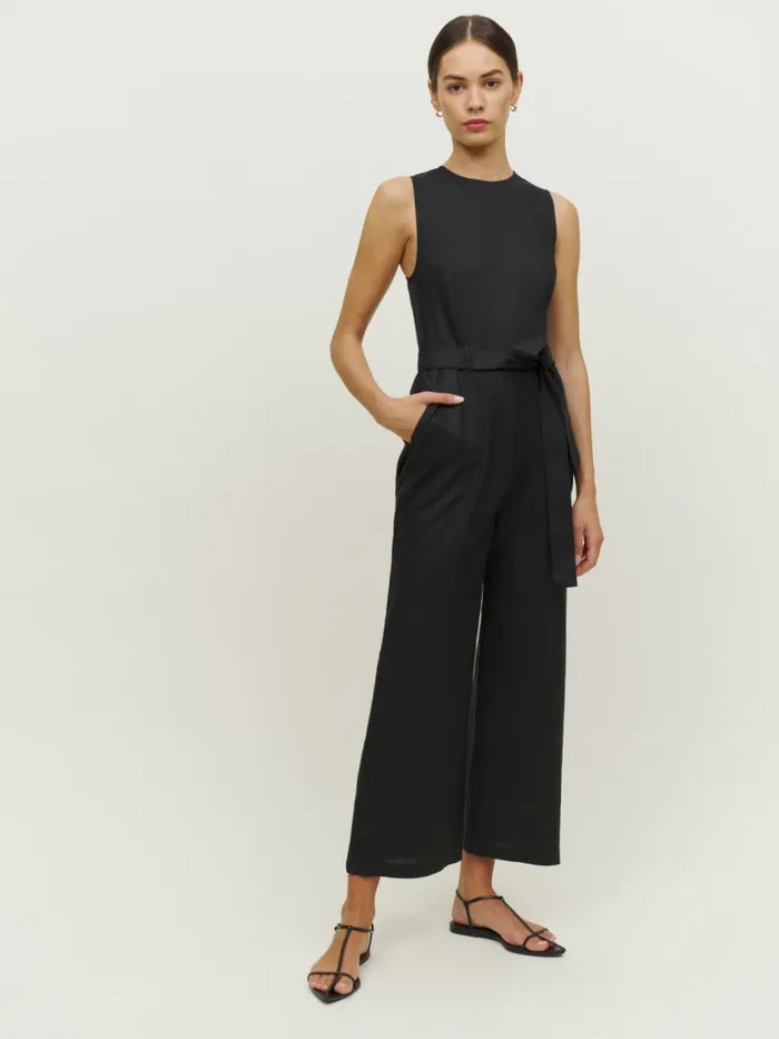 Reformation Jumpsuits Petites Naomi Linen Jumpsuit Black 8211 Women