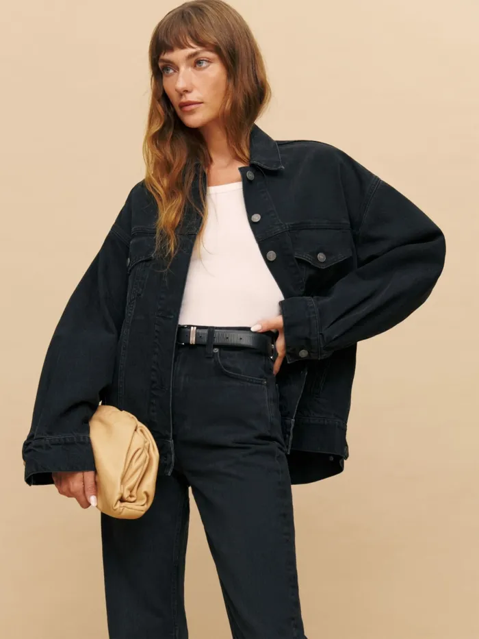 Reformation Outerwear Brooks Oversized Denim Jacket Turano 8211 Women